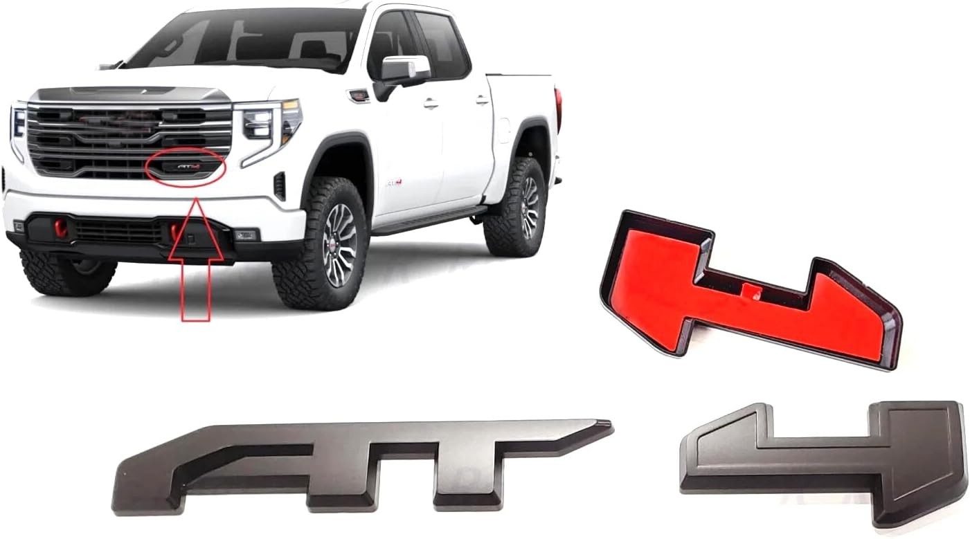 1x Grille AT4 Overlay Emblem for 2023-2026 Sierra 2500HD 3500HD Matte Black