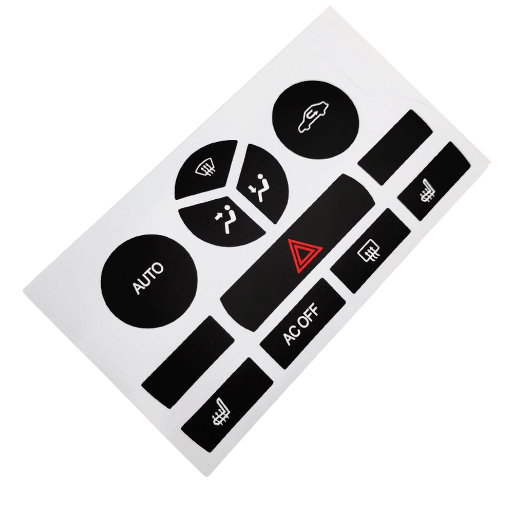 Black Vinyl Climate Control Button Decal for Saab 9-3 Model Years 2007 to 2014