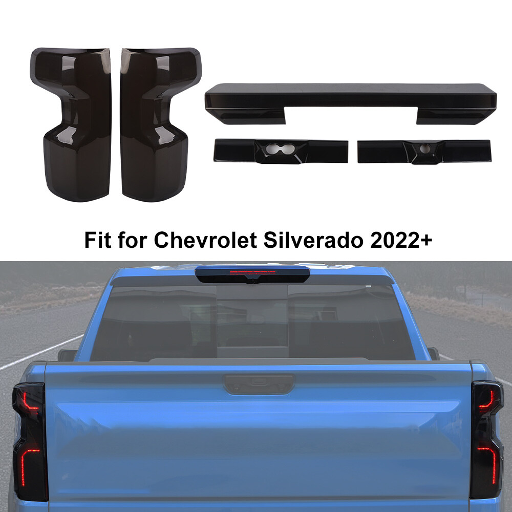 5Pcs Taillight & 3rd Brake Light Lamp Guard Cover Trim For Chevy Silverado 2022+