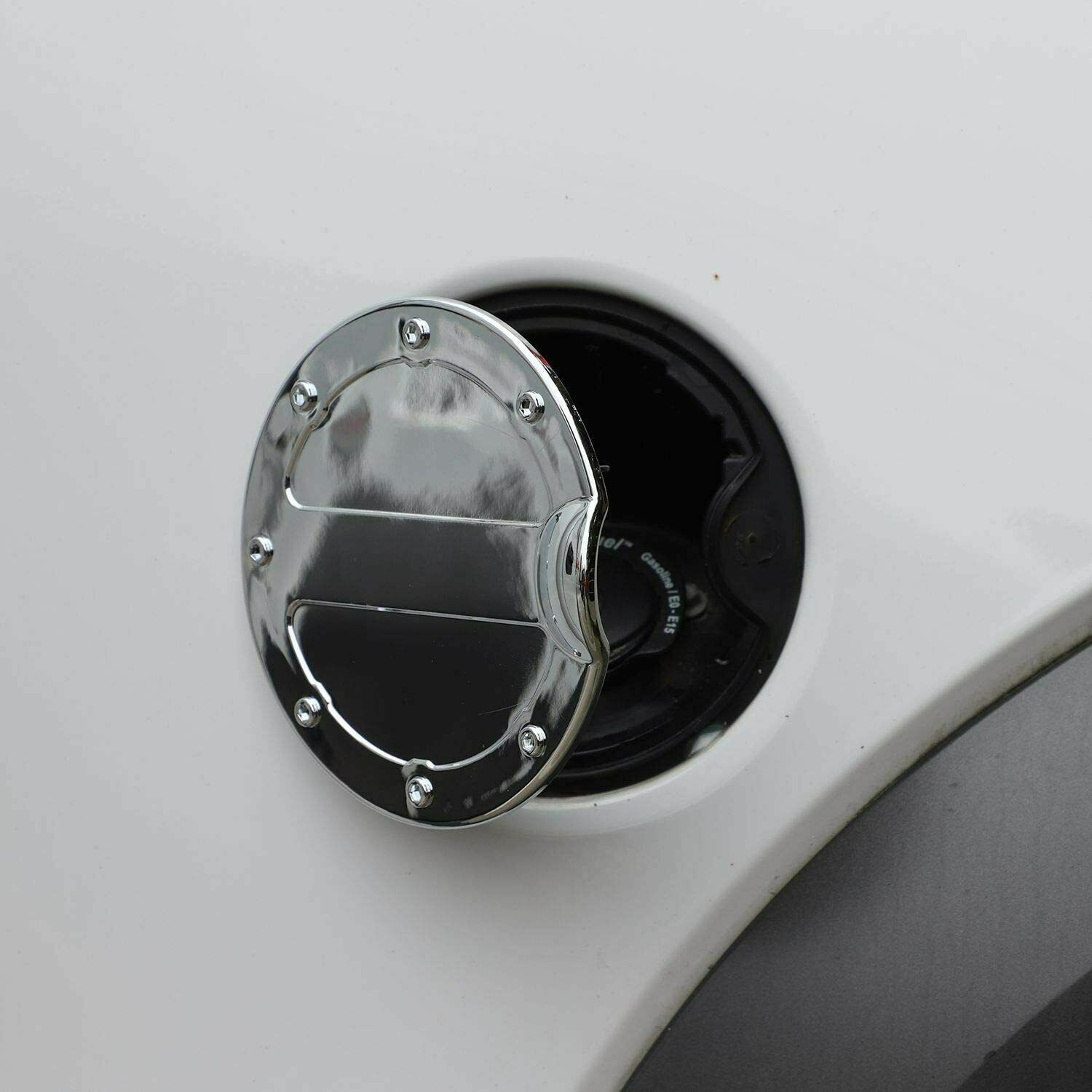 For F150 Gas Tank Cap Fuel Filler Door Cover for 2009-2014 Ford F150 ABS Chrome
