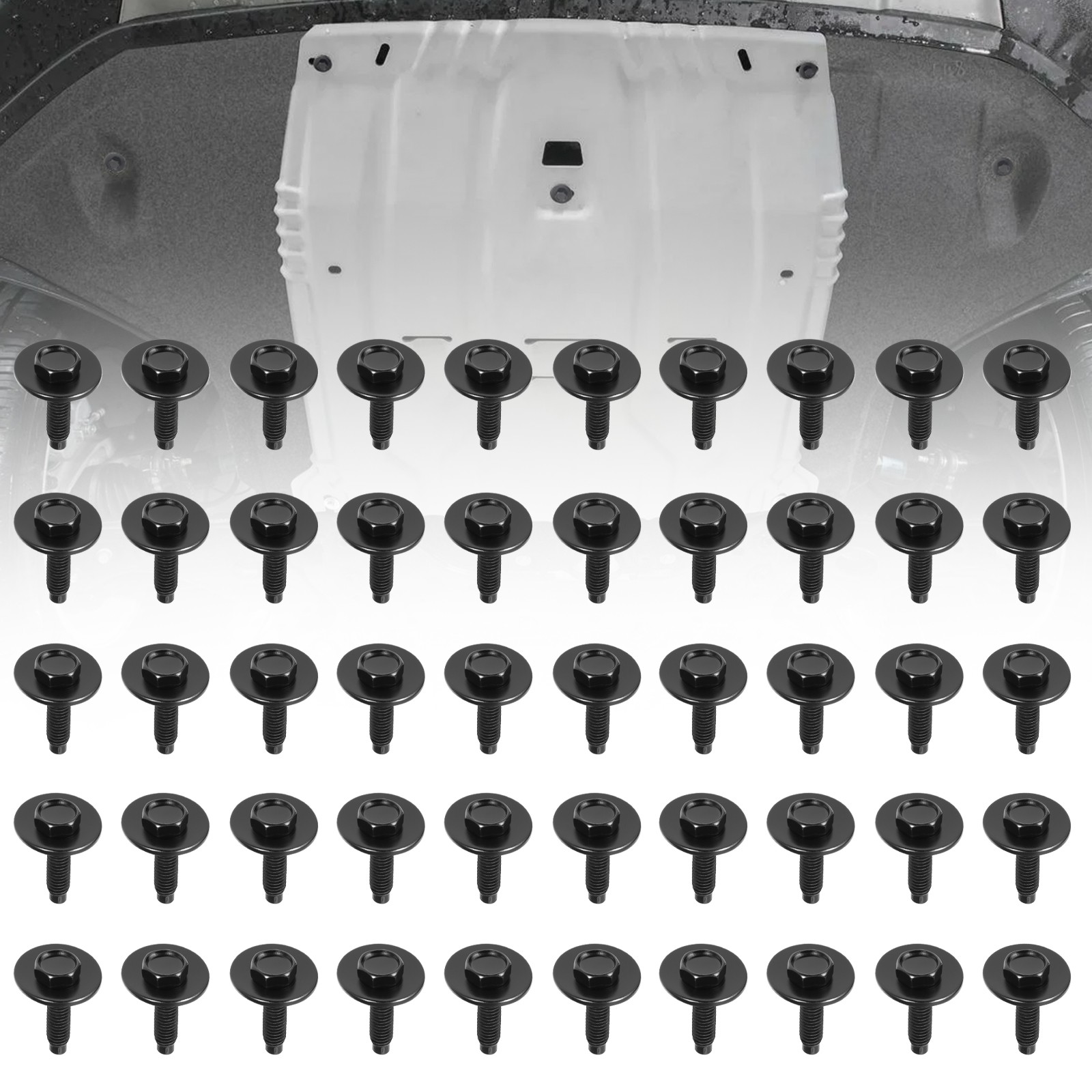 50 PCS M6-1.0 x 25mm Hex Head SEMS Body Bolts for Bumpers Fenders Splash Shield