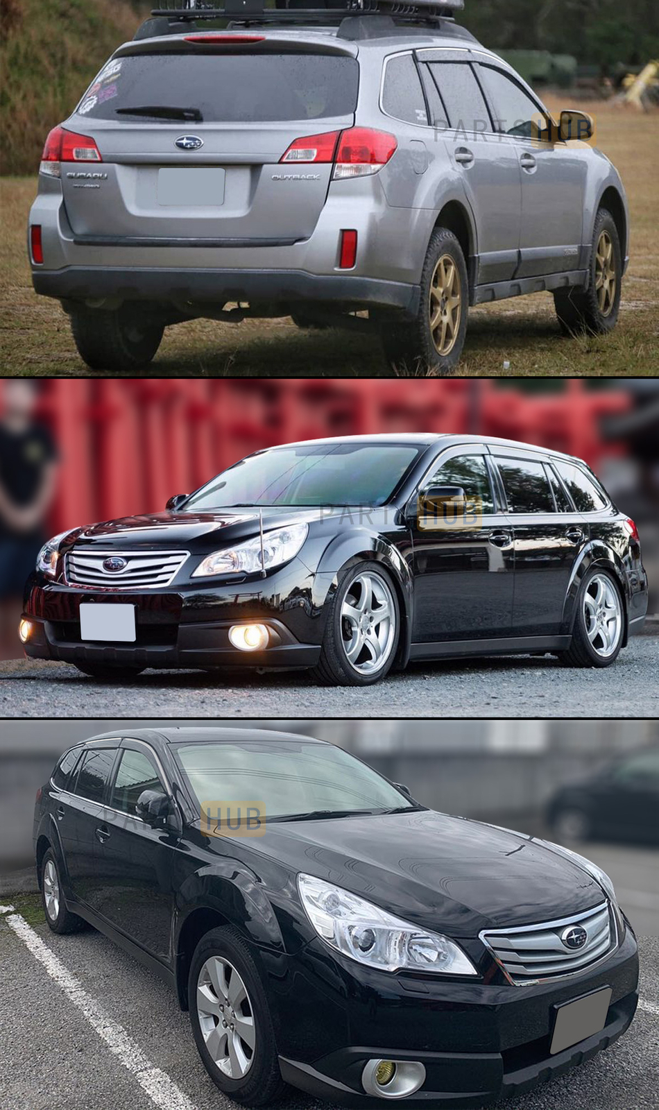For 2010-2014 Subaru Outback Chrome Trim Smoke Tinted Window Visors Rain Guards