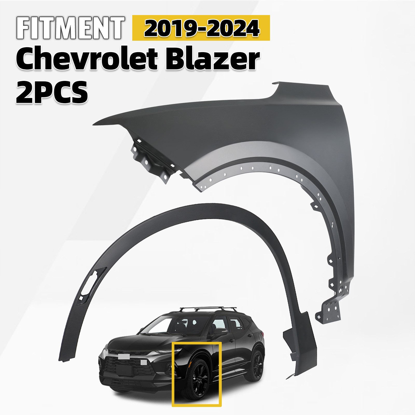 Front Fender and Wheel Flare Opening Molding For 2019-2024 Chevrolet Blazer Left