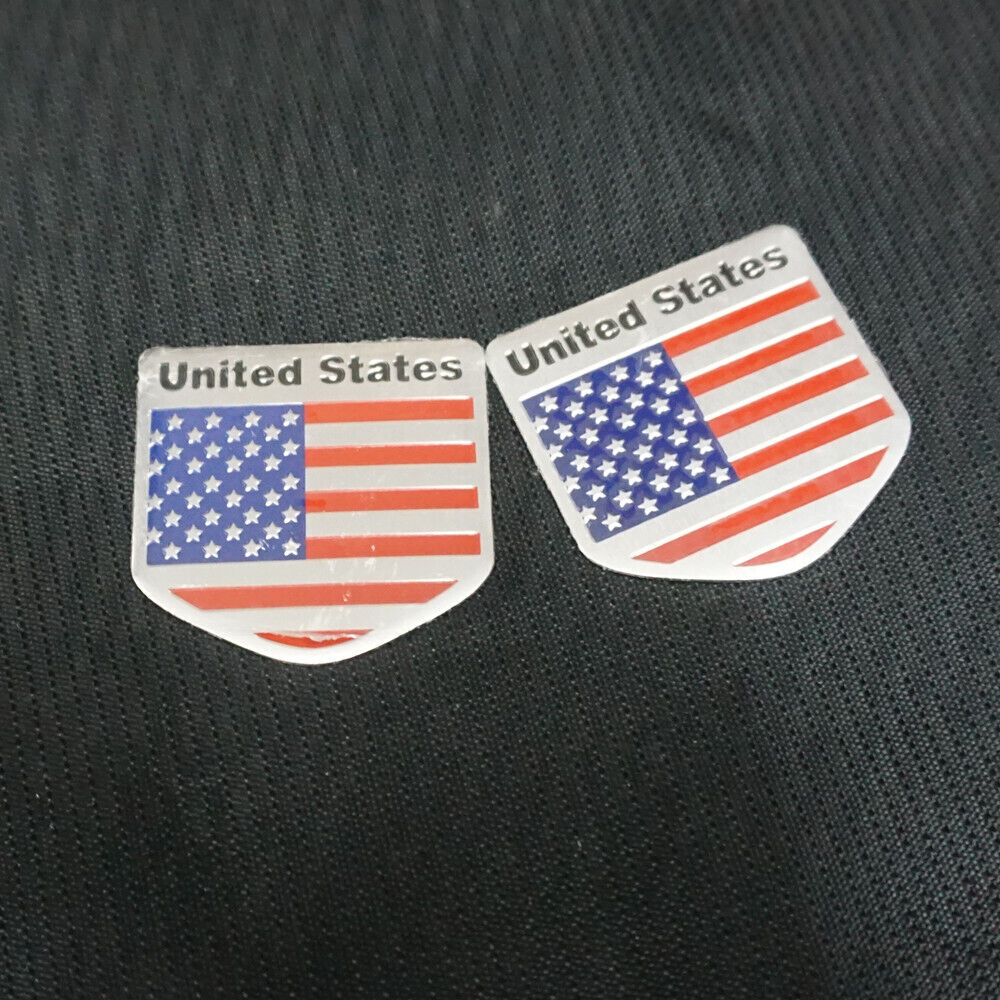 2x Big + 2x Small UNITED STATES Flag Metal Badge Sticker Emblem Decal Car USA GT