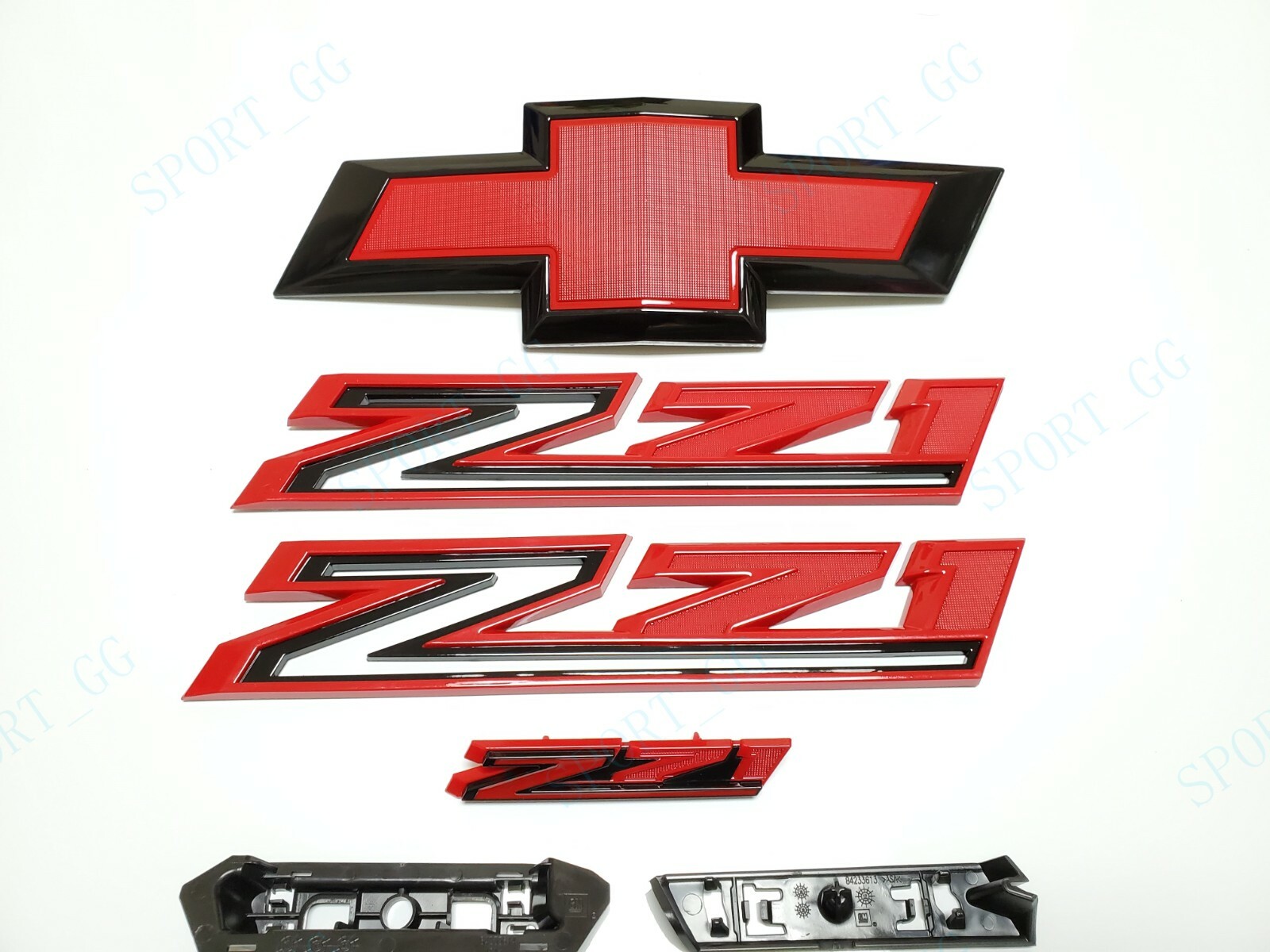 4PCS 2019-2021 Silverado 1500 Bowtie Grille Emblem Black Red Front Fender Z71