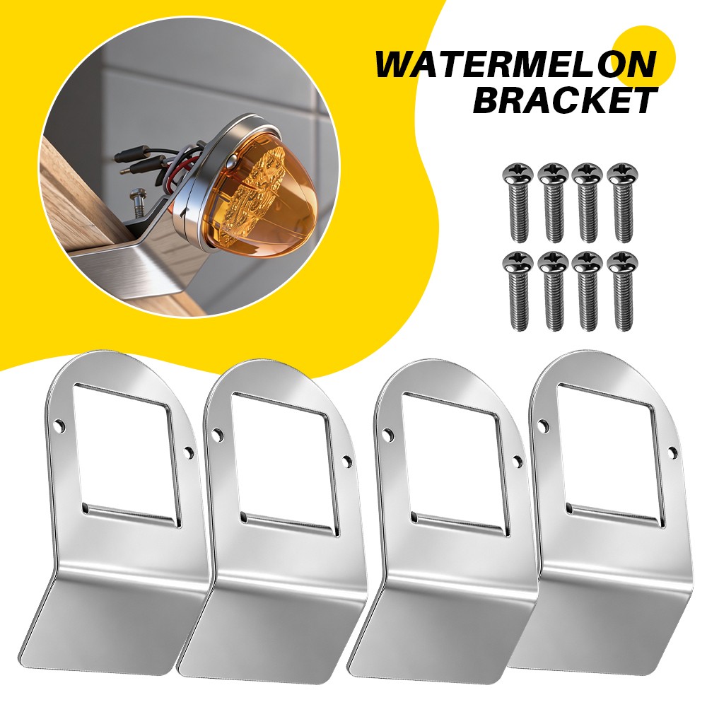 4x Watermelon Light Under Lower Frame Bracket Mount Right Left Stainless Steel