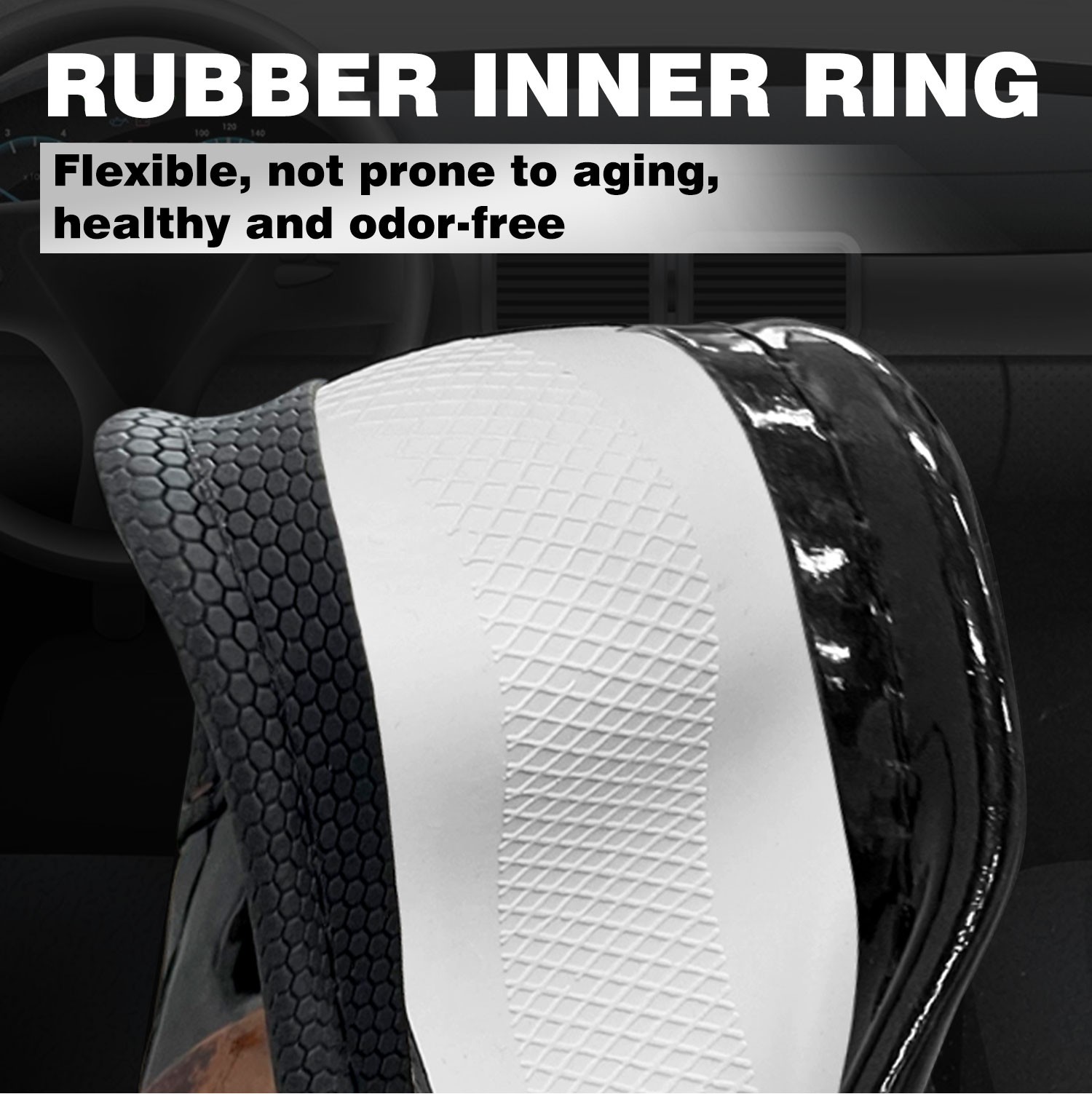 Car Steering Wheel Cover Wood Grain Microfiber Leather For Ford Anti-Slip Lining
