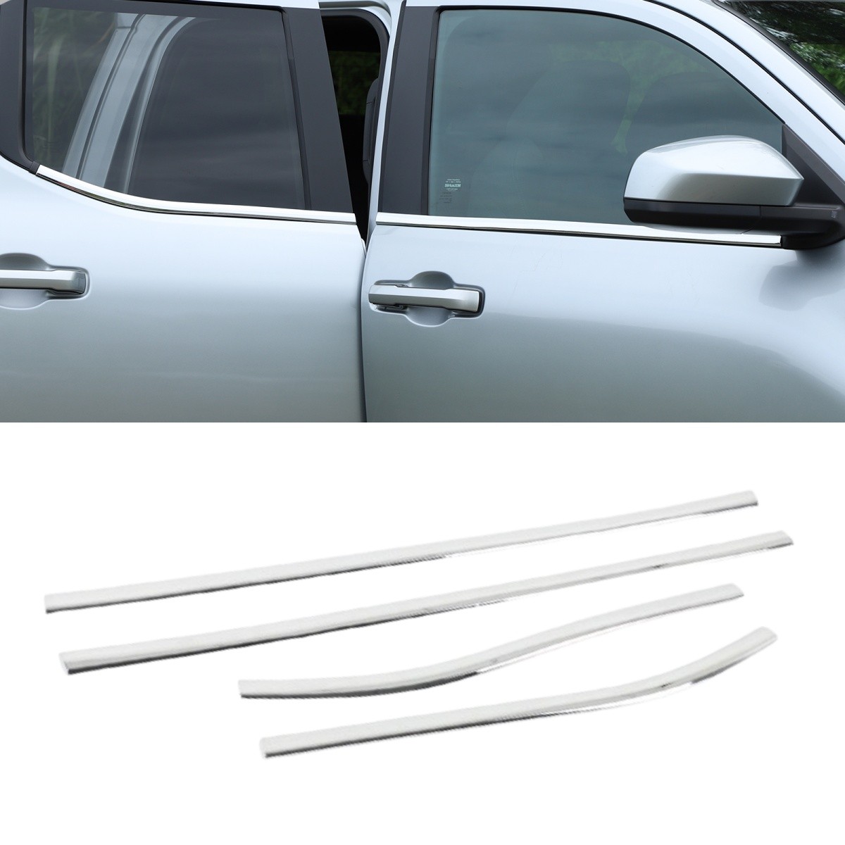 4pcs Chrome Window Sill Trim Strips ABS Silver Fits For Toyota Tacoma 2024-2025