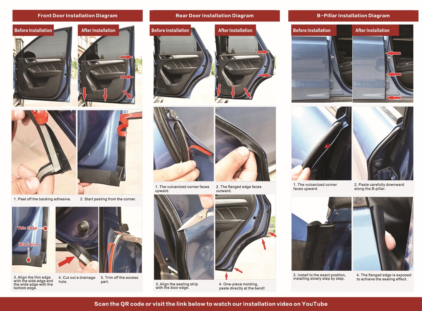 For BMW 2-Series 2016-17 Door Surround Rubber Liner Weather Barrier Wind Elimina