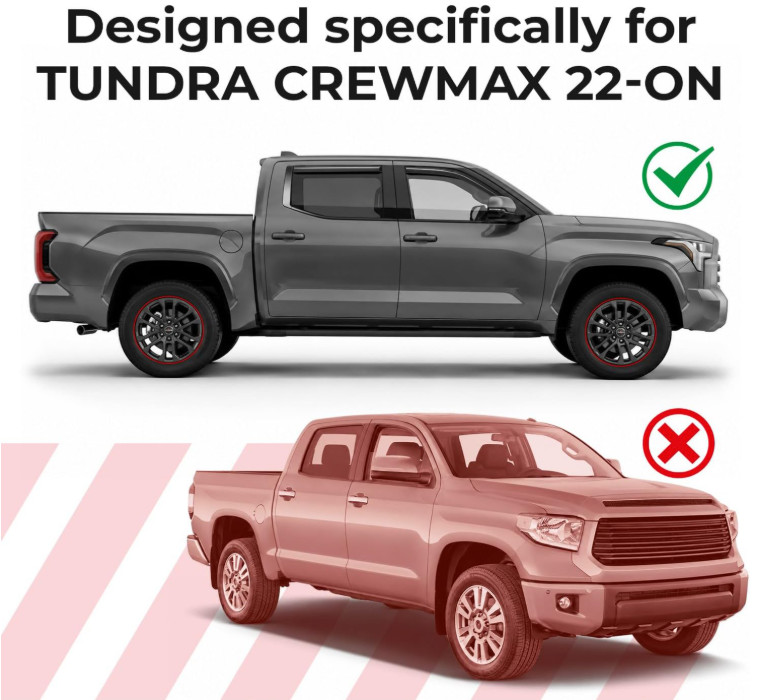 Side Window Visor Deflectors for Toyota Tundra CrewMax 2022-2026 (4 Piece Set)