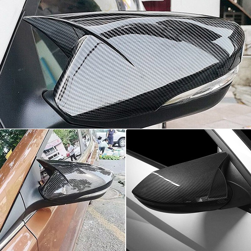 2PCS For Hyundai Veloster 2012~2017 Carbon Fiber OX Rear View Mirror Cover Trim