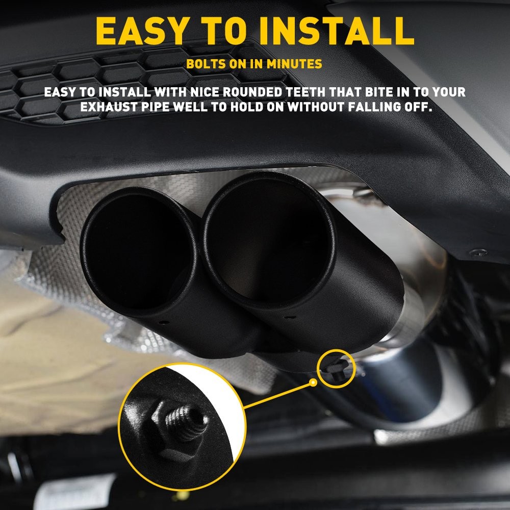 Car Pipe Exhaust Rear Tip Tail Muffler Stainless Steel Black Accessories 1C2