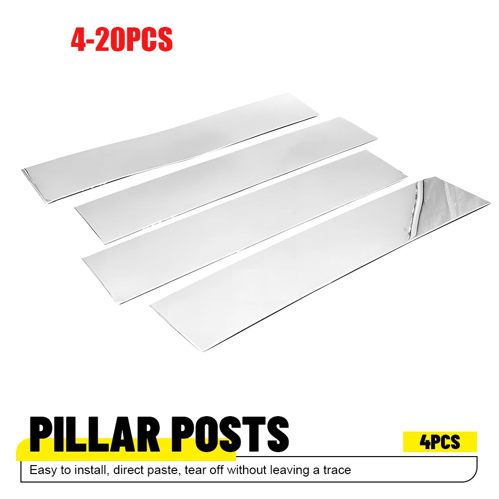 4-20x For Ford F150 15-21 S/S Stainless Steel Glossy Chrome Pillar Posts Window
