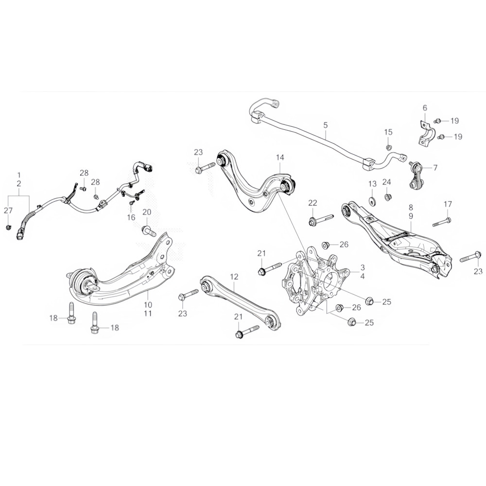 4PCS For 2022-24 Honda Civic Rear Right Upper & Lower Control Arm 52350-T20-A00