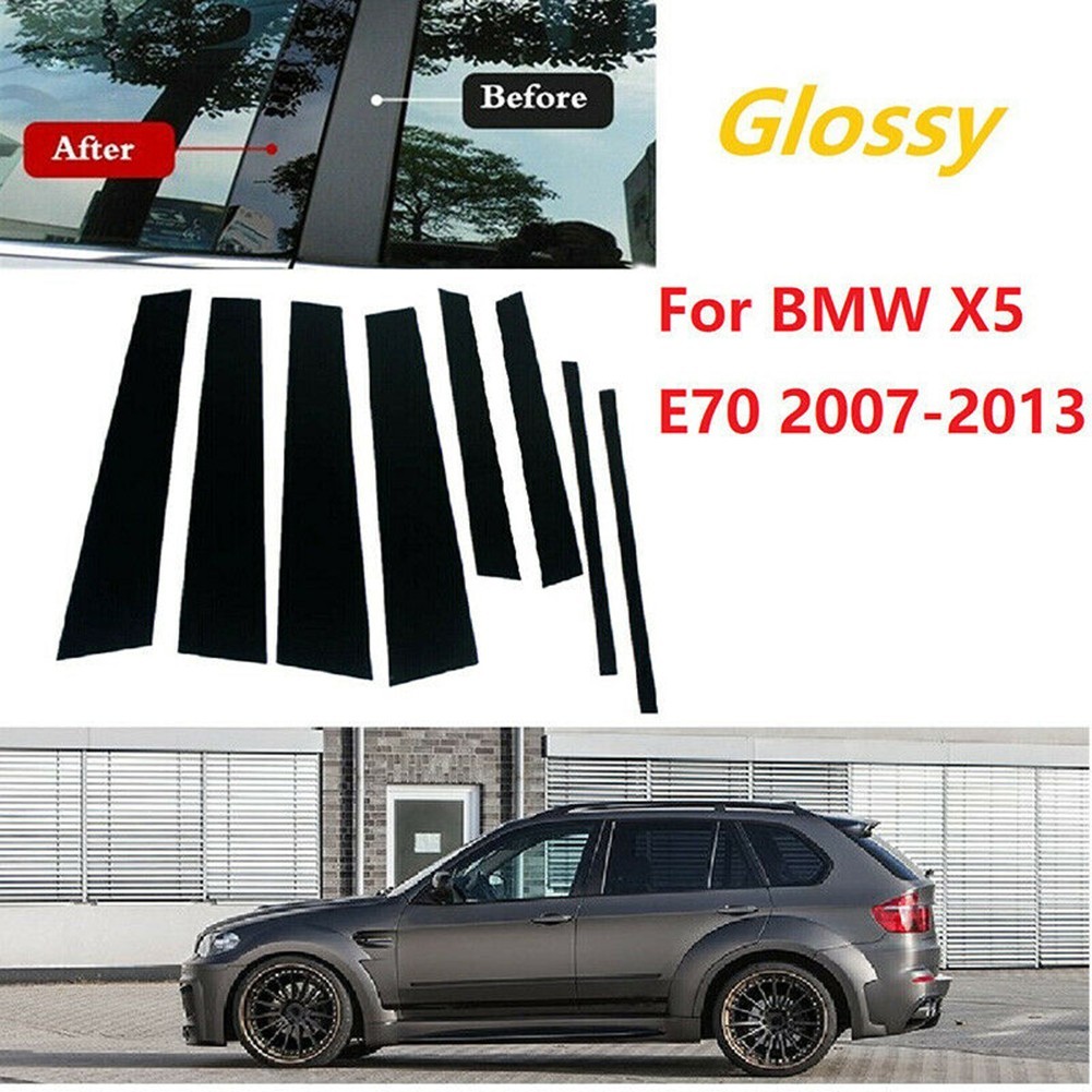 Exterior Trim Windo W Trim 8PCS Direct Replacement Glossy Black Prevent Fading
