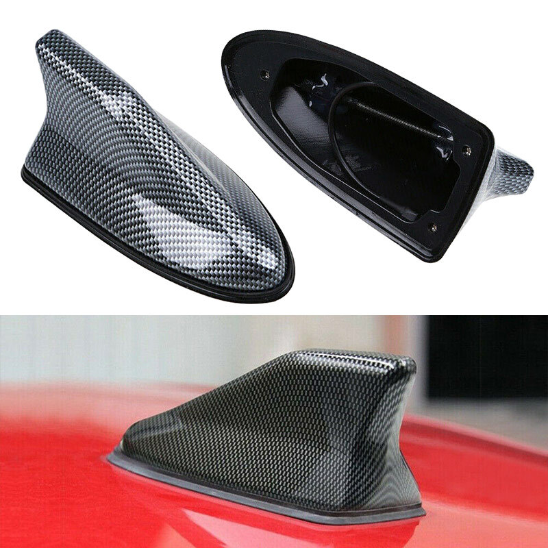 Carbon Fiber Car Roof Antenna Shark Fin Antenna Aerial AM/FM Signal Radio Aerial