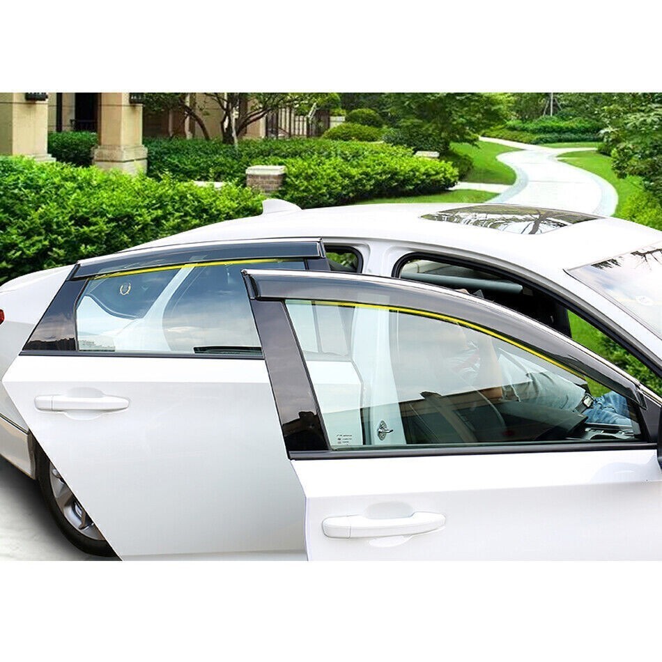 For 2018-2021 Honda Accord Chrome Trim Window Visor Sun Rain Guards Deflector