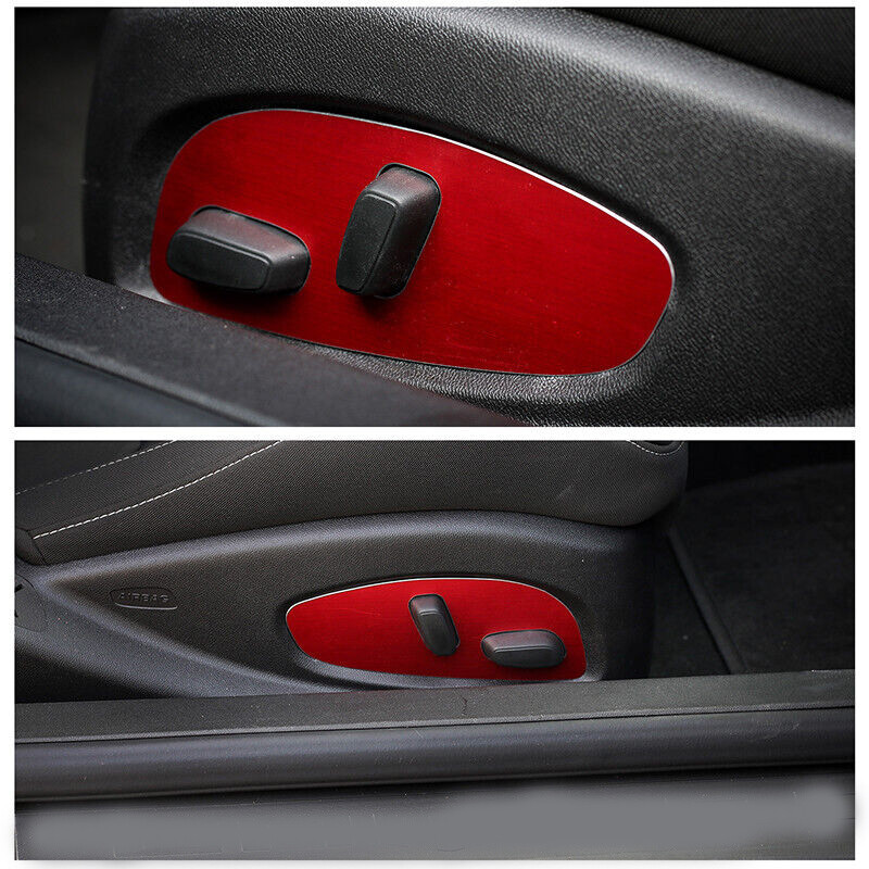 Aluminium Alloy Seat Adjustment Panel Cover Trim For Chevrolet Camaro 2017+ Red