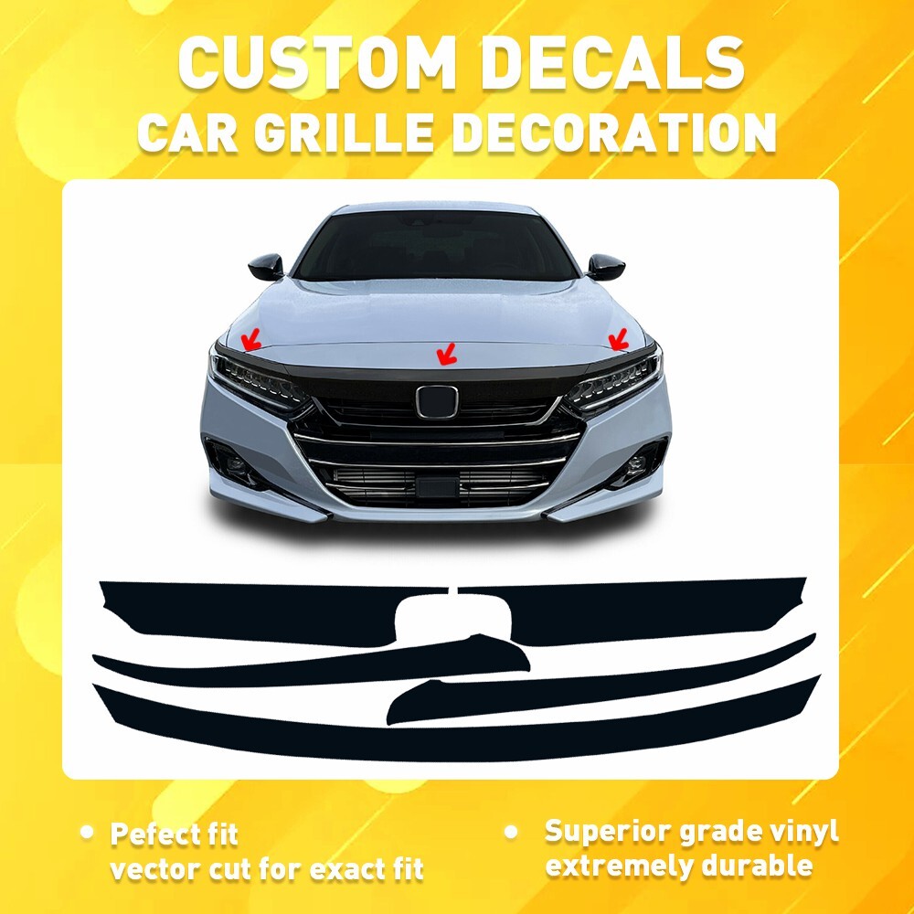 Chrome Delete Glossy Black Front Grille Grill Cover Trims for Honda Accord 21-22