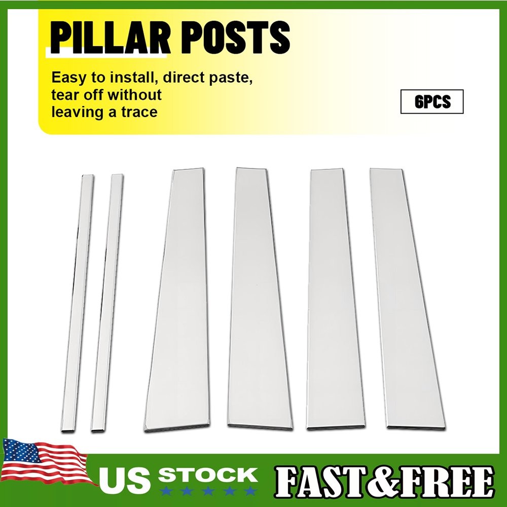 6X Chrome Window Pillar Posts Door Trim Cover Set For 1997-17 Lincoln Navigator
