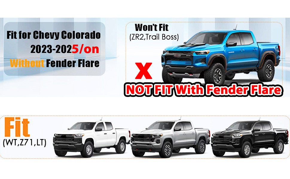 4pcs For Chevrolet Colorado 23-2026 Splash Guards Mud Flaps W/O Fender Flare
