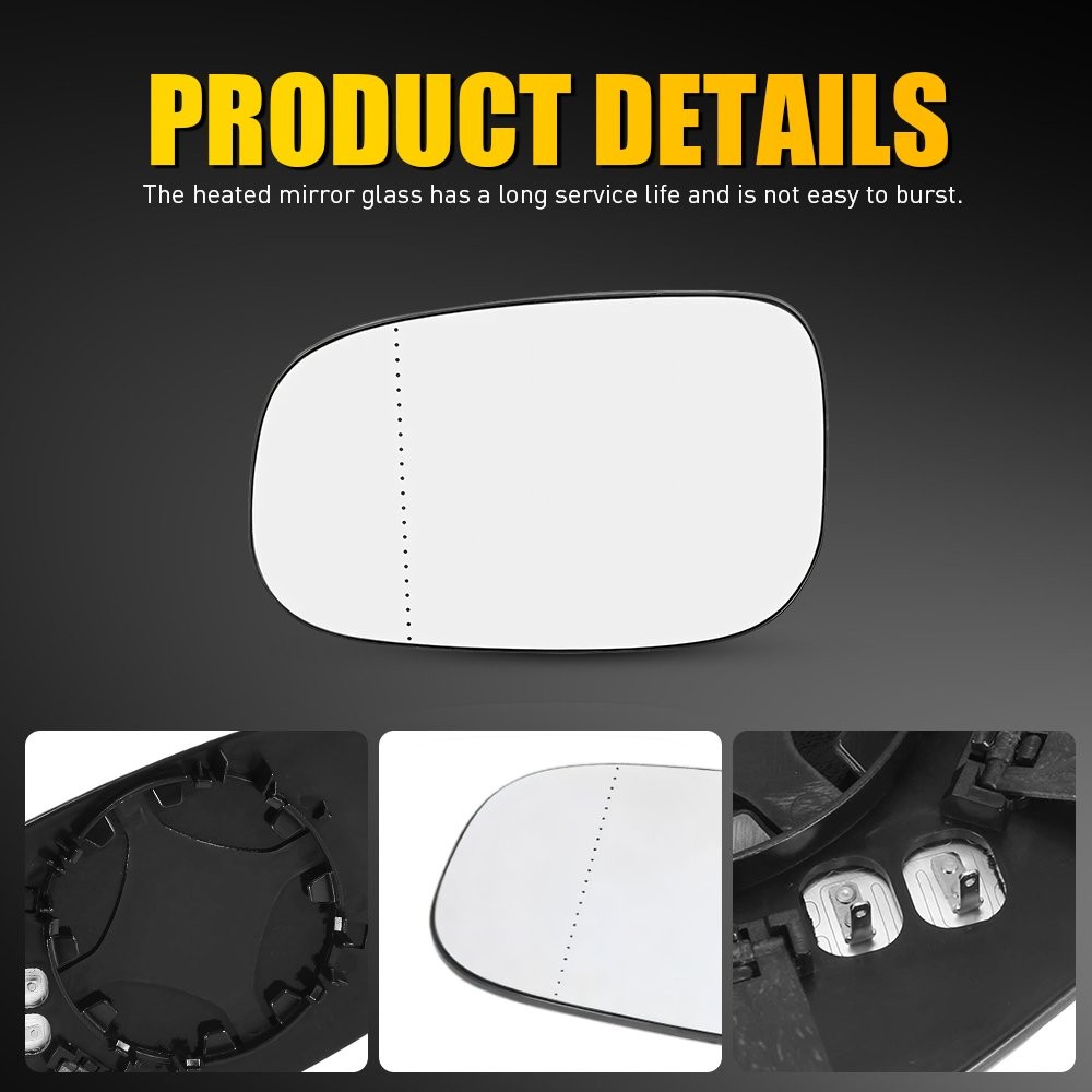 Heated Mirror Glass Left Side with Backing Plate for Volvo 2007-2013 Models 1-5X