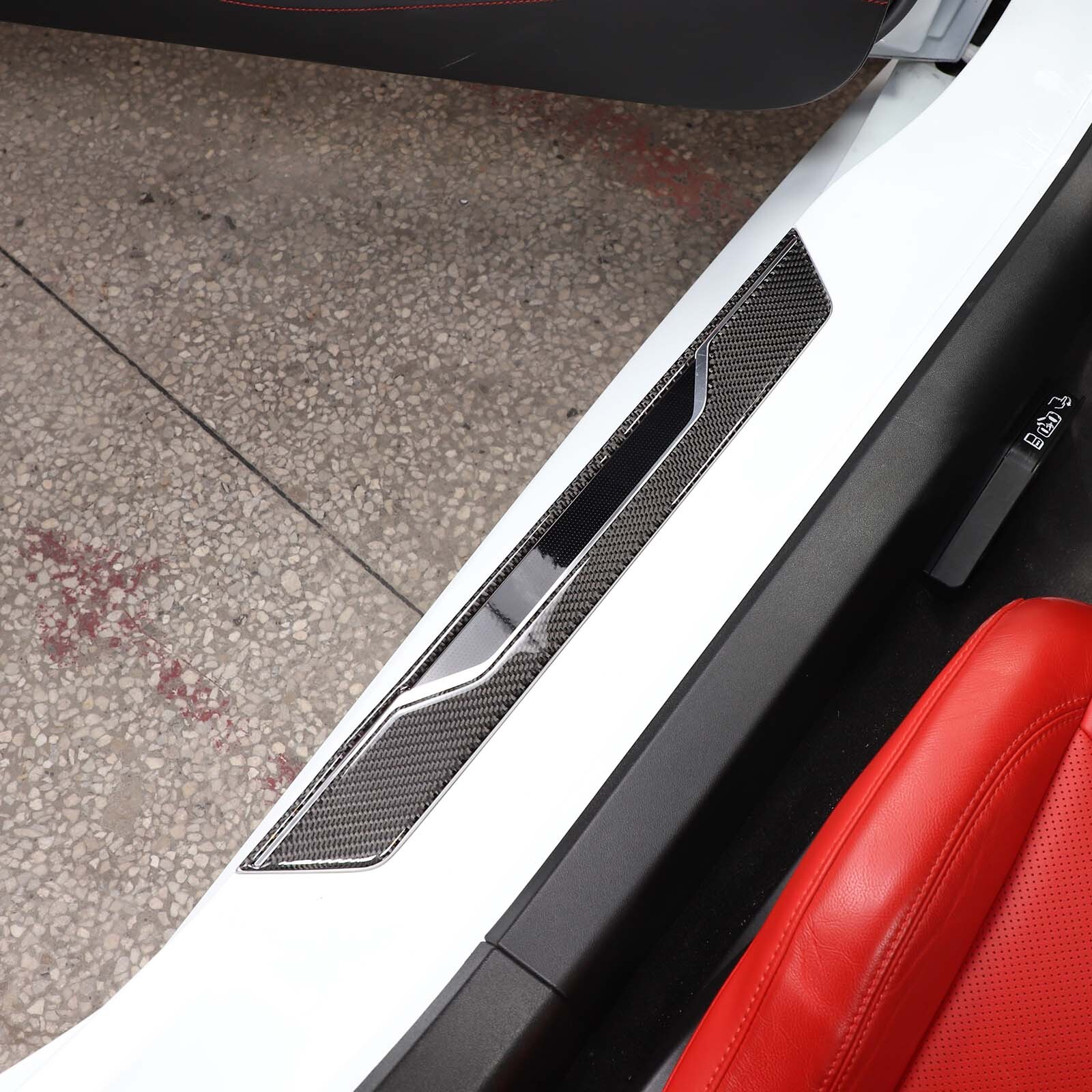 Carbon Fiber Door Sill Protectors Scuff Plate Trim Sticker For Corvette C8 20-23