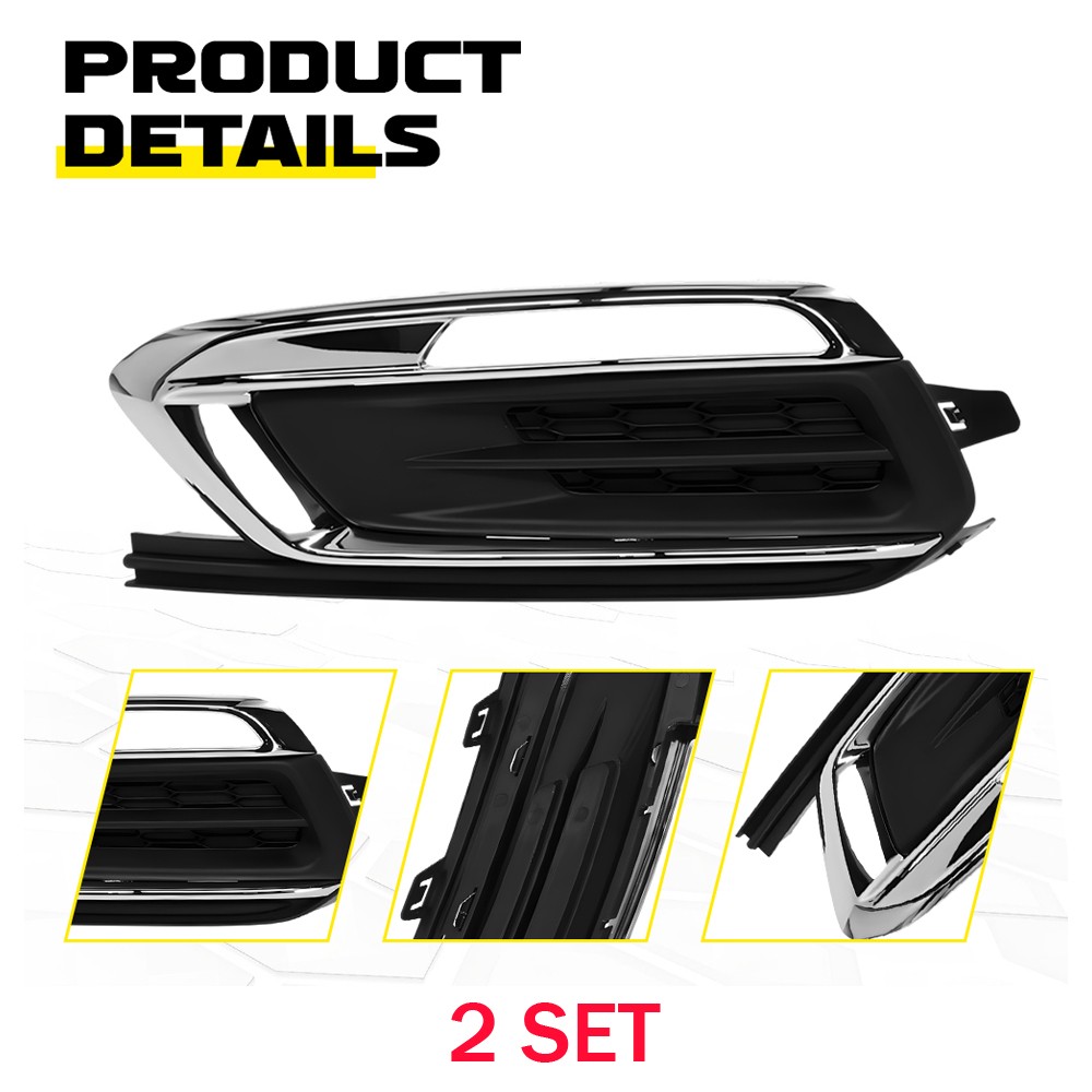 For 2015-16 Chevy Cruze Left Front Fog Light Cover Trim Black Chrome 2X 94516100