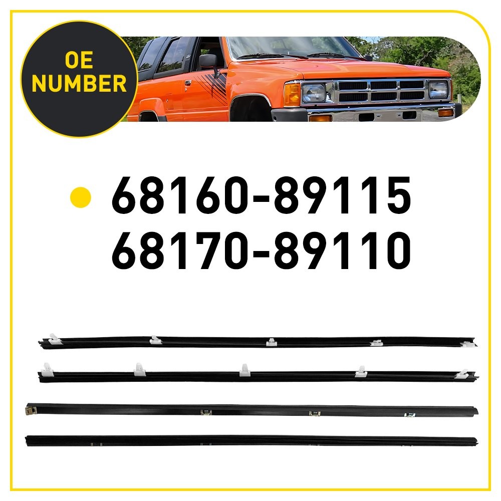 Door Window Belt Weatherstrip Set of 4 Fits 1984-1989 Toyota 4Runner Pickup