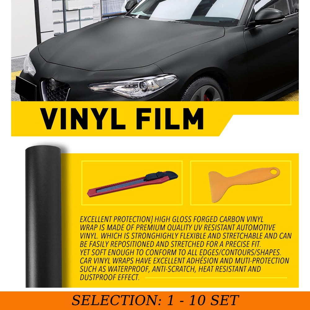 1-10X Matte Black Car Wrap Vinyl 30cm x 150cm Bubble Free Decal Film w/ Tool Set