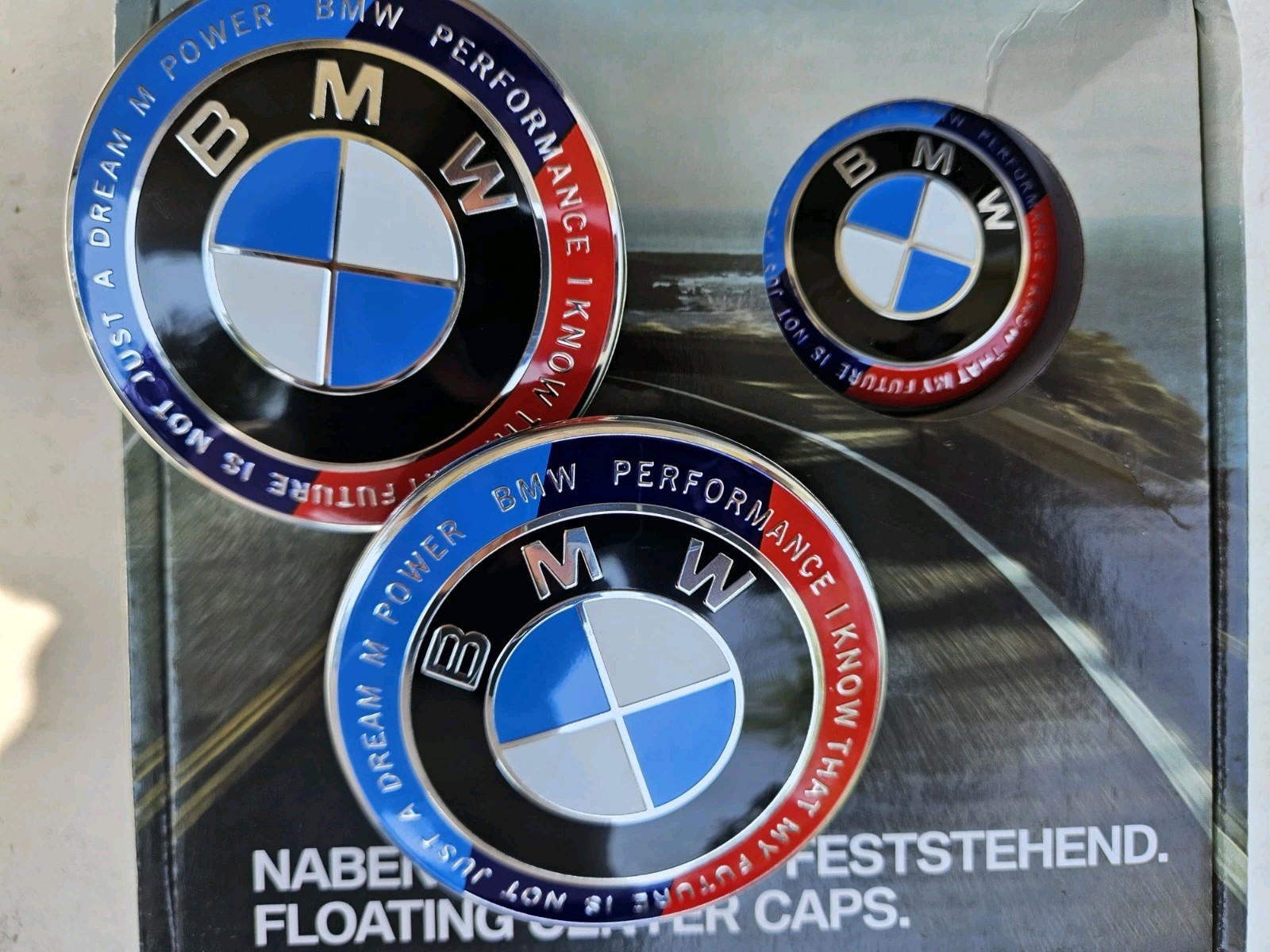 BMW 56mm 5×112 Floating Anniversary KITH Wheel Center Hub Caps Hood & Trunk