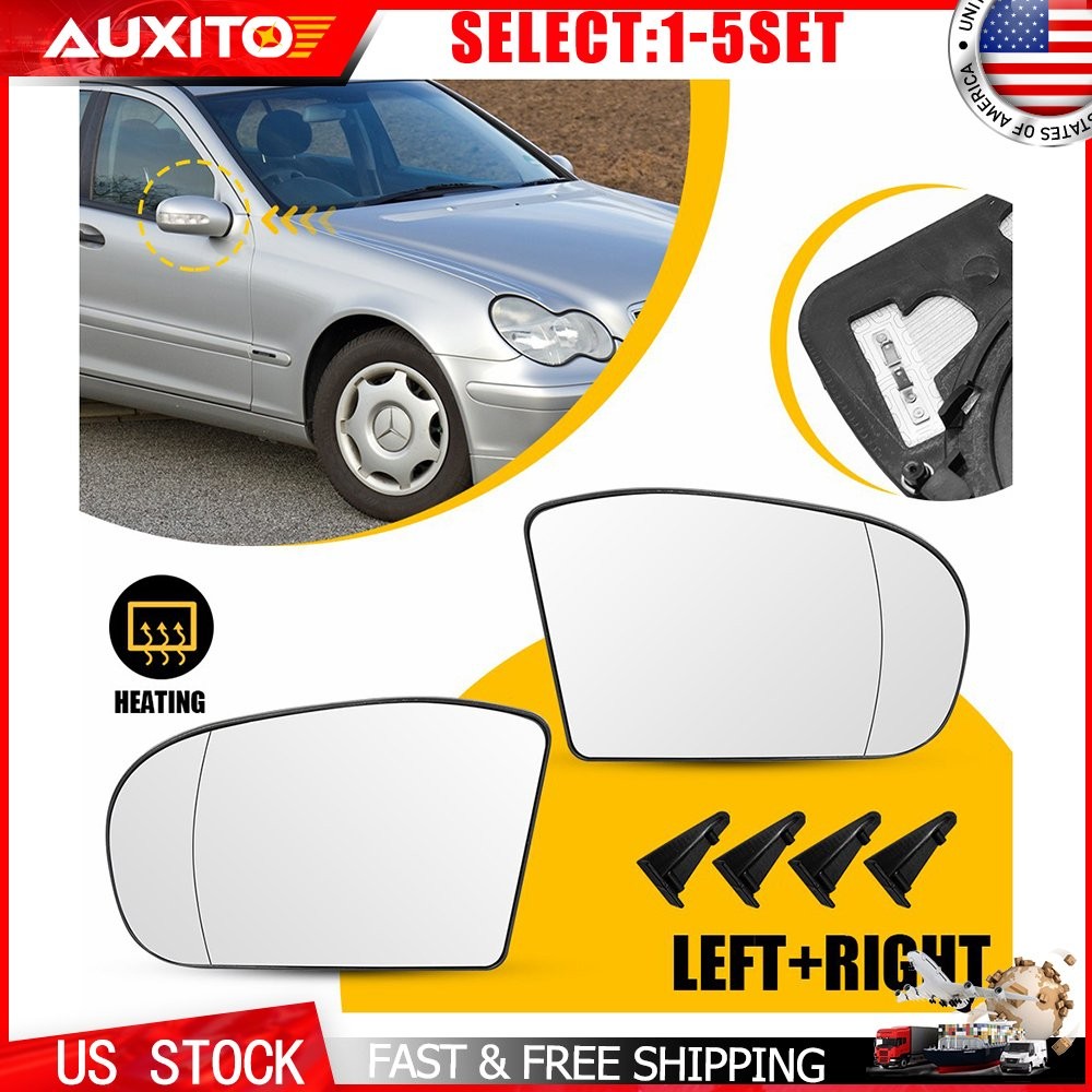 Fit 01-07 Mercedes C230 C240 C280 C320 Left Right Side Heated Mirror Glass 2-10X