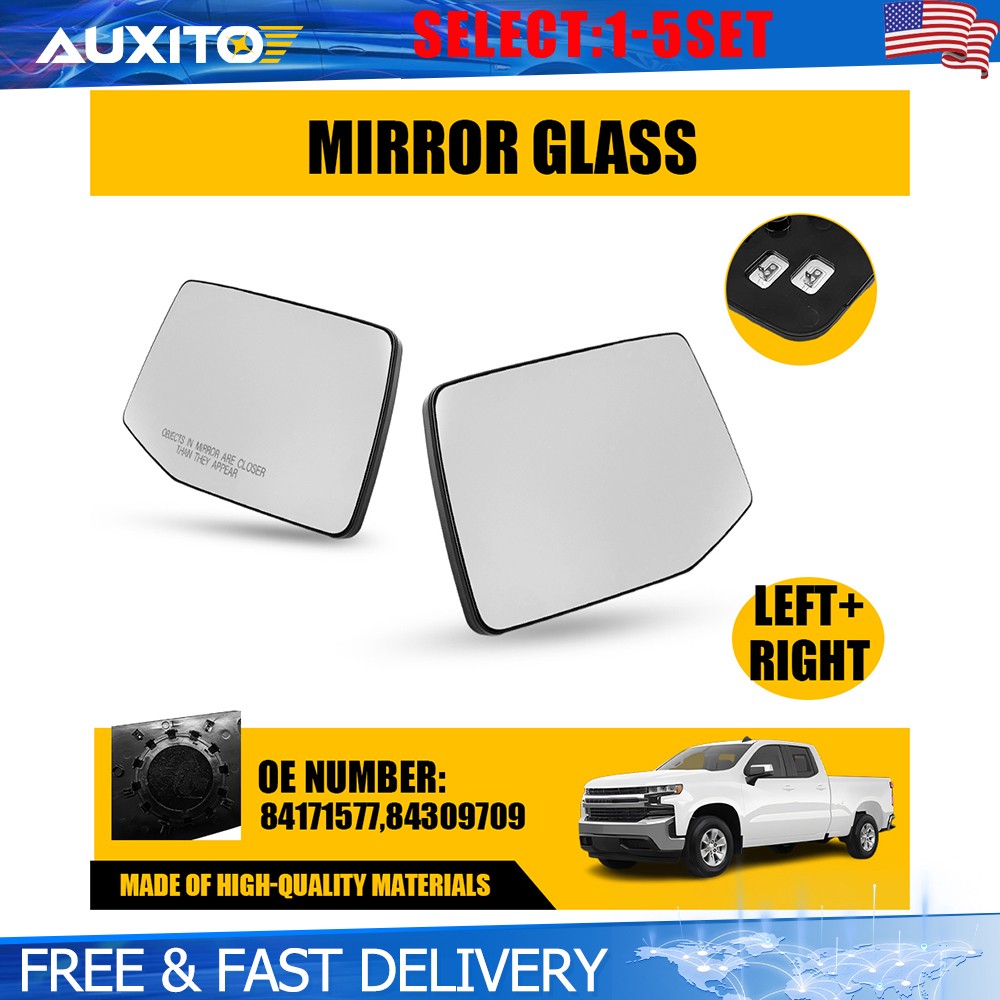 Driver Side Heated Mirror Glass For 19-24 Chevy Silverado GMC Sierra 1500 2-10X
