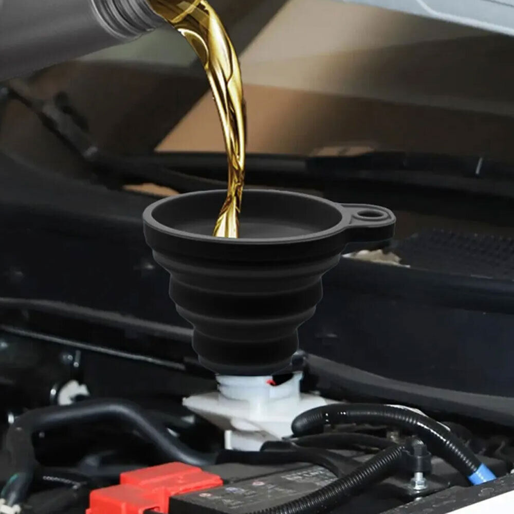2Pcs Car Accessories Foldable Silicone Engine Liquid Washer Fluid Change Funnel