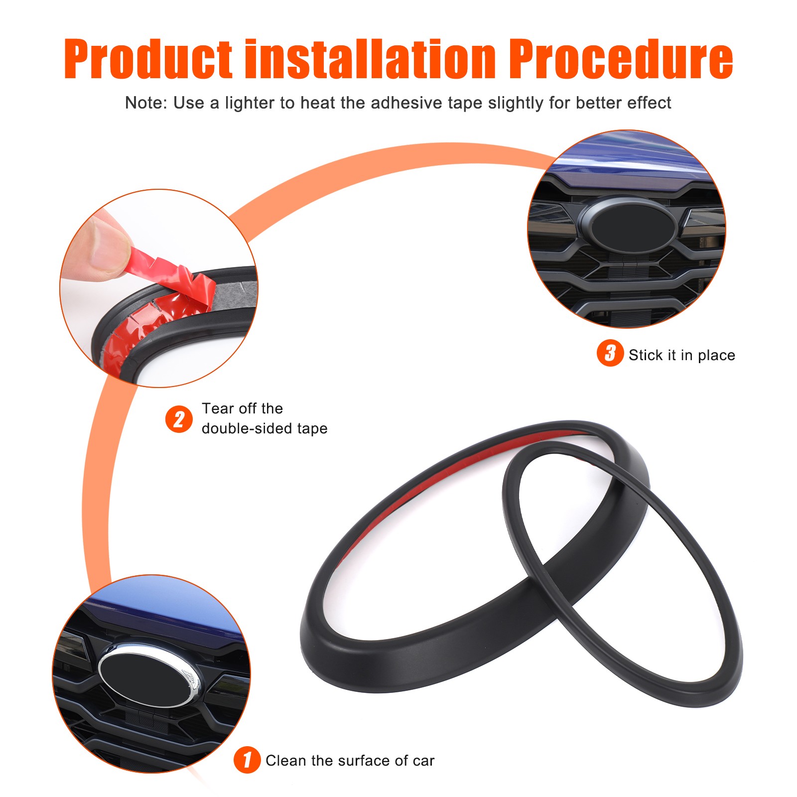 Matte Black Front & Rear Emblem Badge Trim Ring For Subaru Crosstrek GU 24+ US