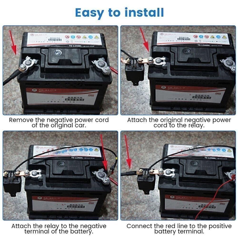 Wireless Dual Remote 12V 200A Car Battery Disconnect Switch Kill Relay Black