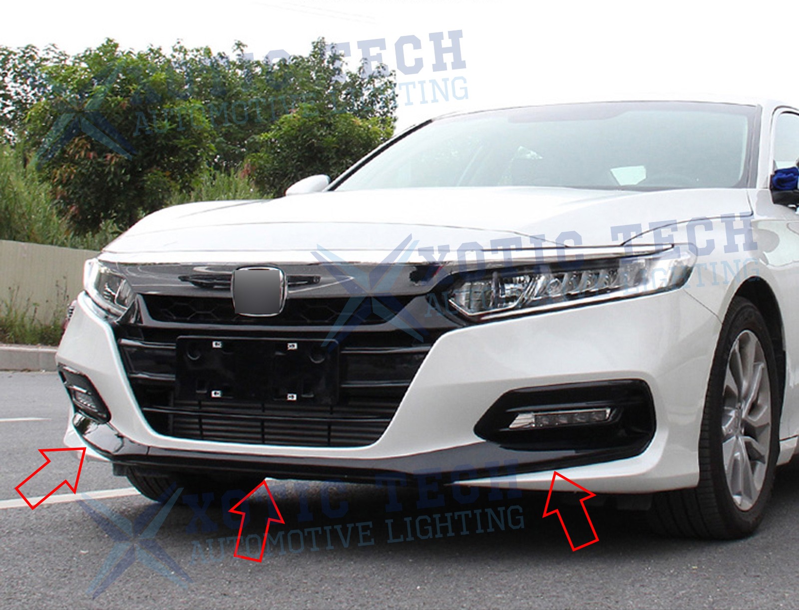 3pcs/Set Black Front Bumper Lip Chin Stripe Cover Trim for Honda Accord 2018-20