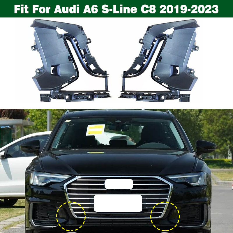 Left+Right Front Bumper Lower Base Cover Frame For Audi A6 S-Line C8 2019-2023