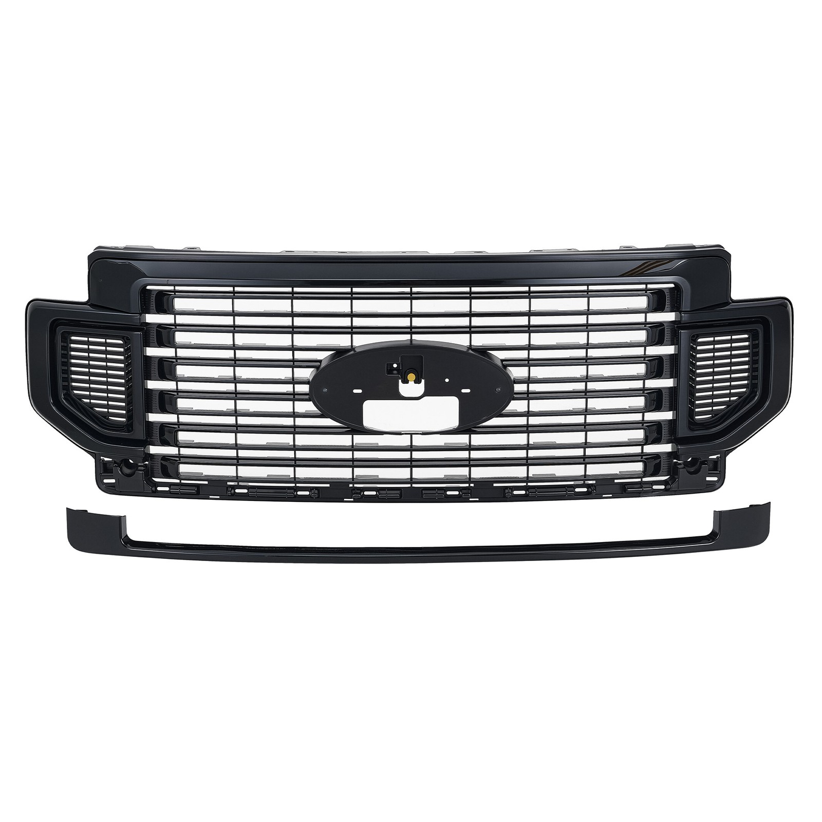 Front Bumper Grille Gloss Black For 2020-2022 Ford F-250 F-350 F-450 Super Duty