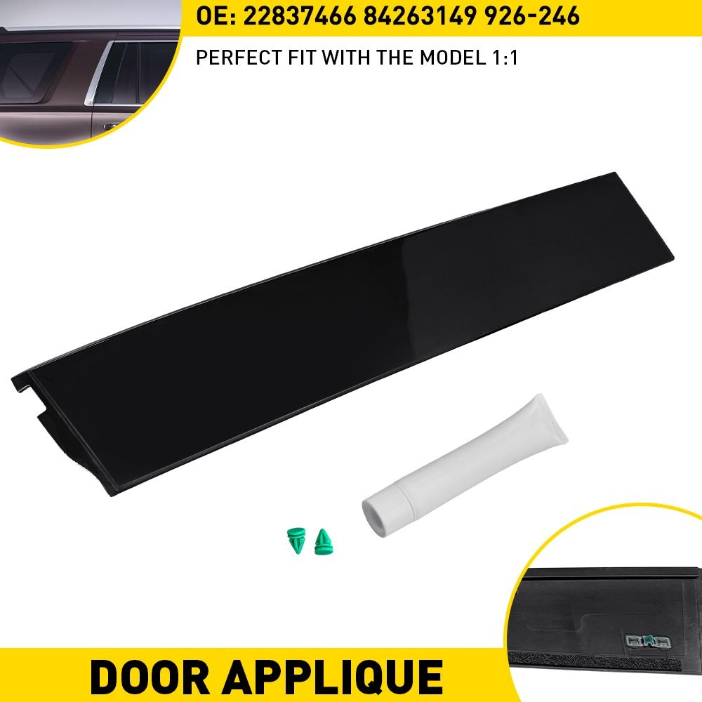 B-Pillar Door Molding Rear Right Rearward Glossy Black for Chevy Tahoe 2015-2018