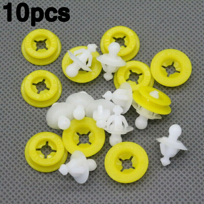 10PCS White+Yellow Fender Liner Retainer Clips Fasteners For Volvo C30 2008-2013