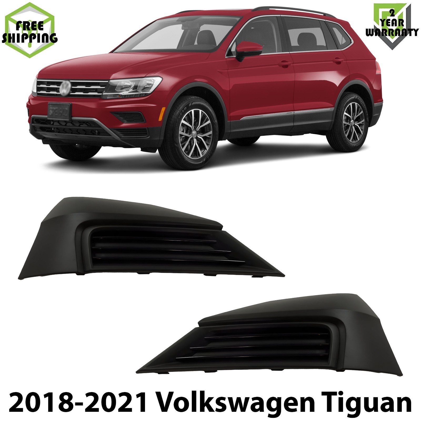 Front Fog Lights Cover Textured Left & Right For 2018-2021 Volkswagen Tiguan