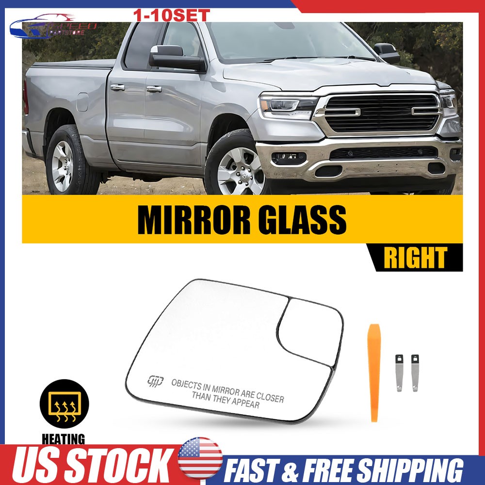Mirror Glass Heated w/ Blind Spot Passenger For 2019-2025 Dodge RAM 1500 1-10X