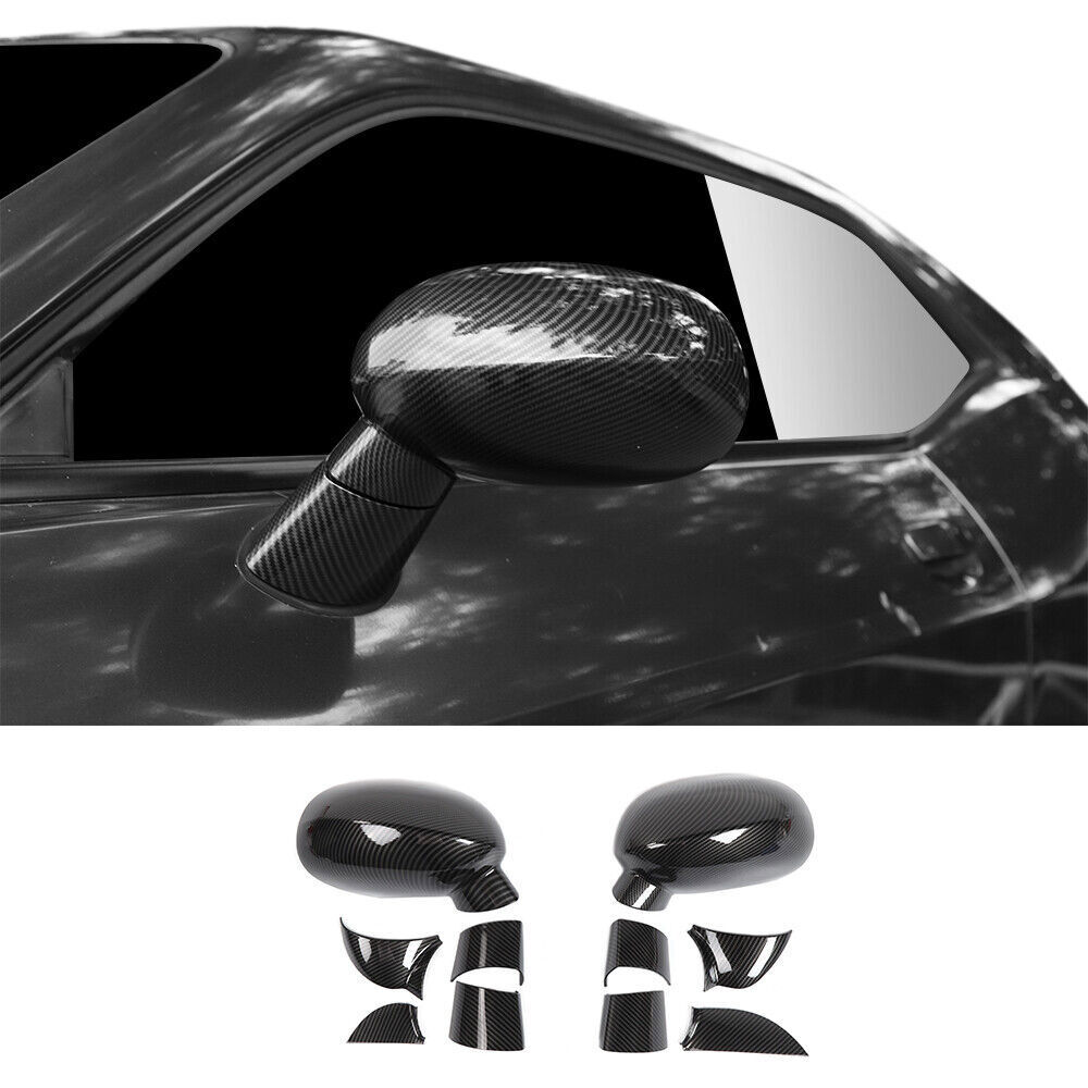 Carbon Fiber Rearview Mirror Decor Cover Trim Shell For Dodge Challenger 2009-23