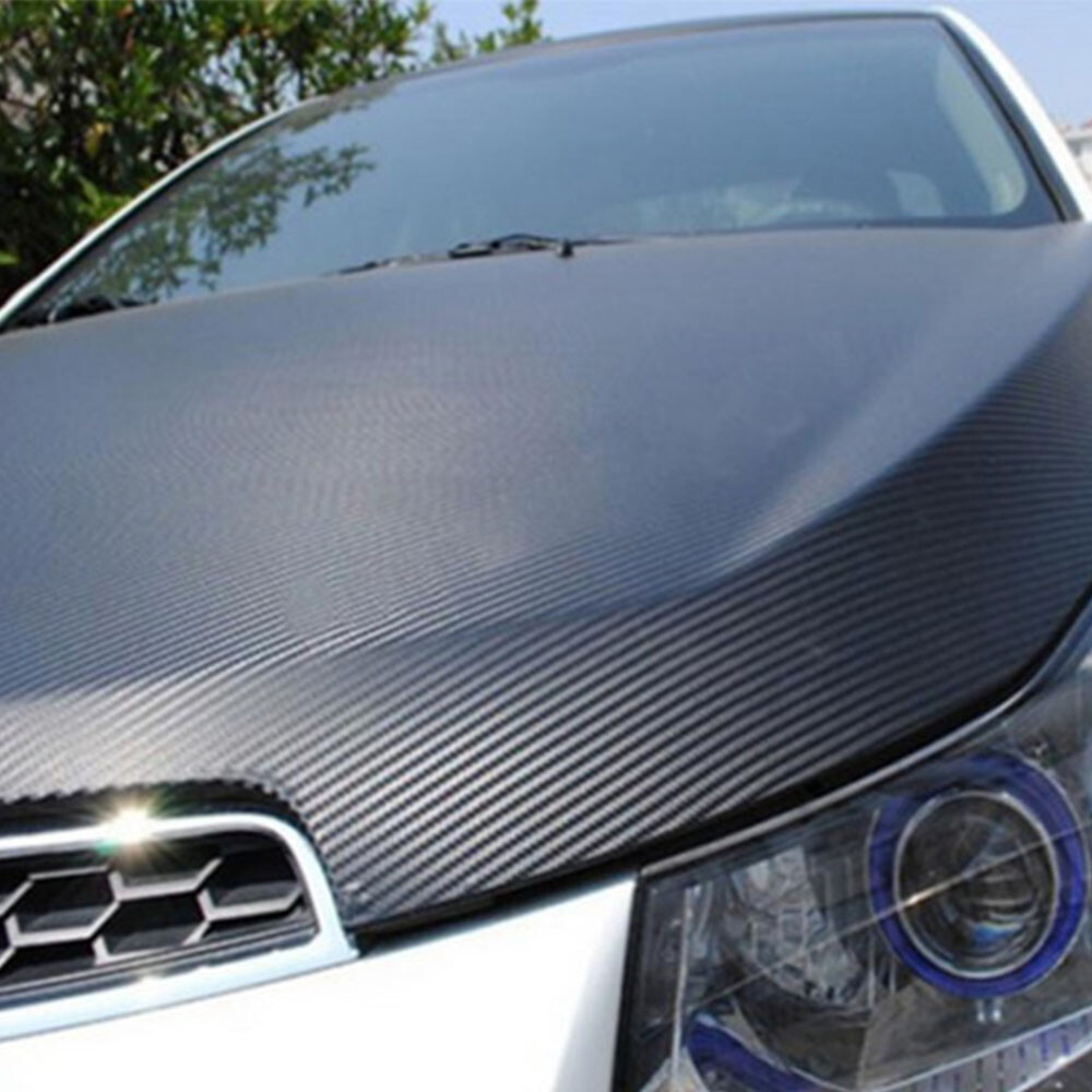 Car Stickers Carbon Fiber Vinyl 12″x60″ 5D Ultra Shiny Gloss Glossy Wrap Black