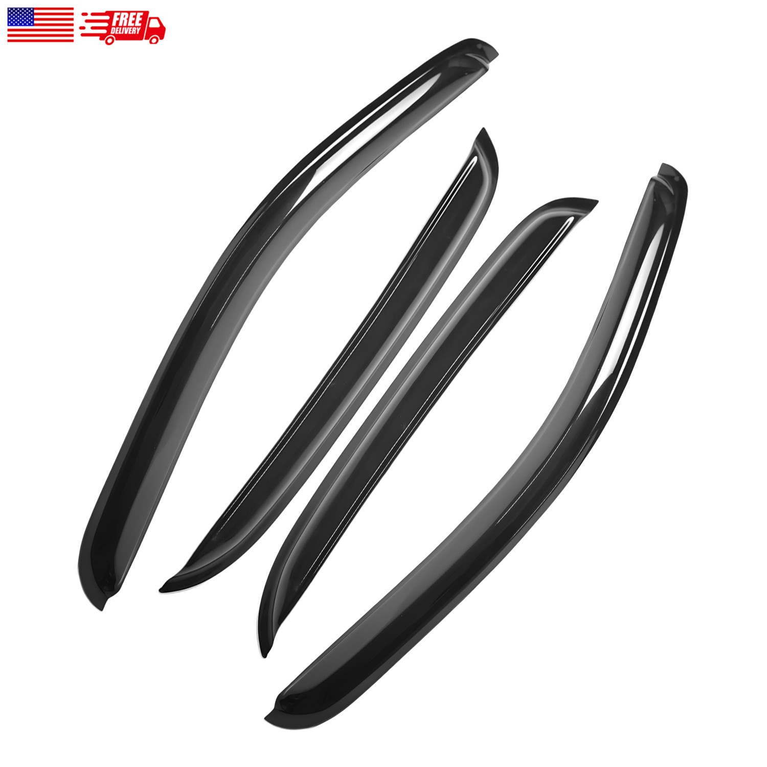 4Pcs Window Visors Sun Rain Guards For 2007-2013 Chevy Silverado Sierra Crew Cab
