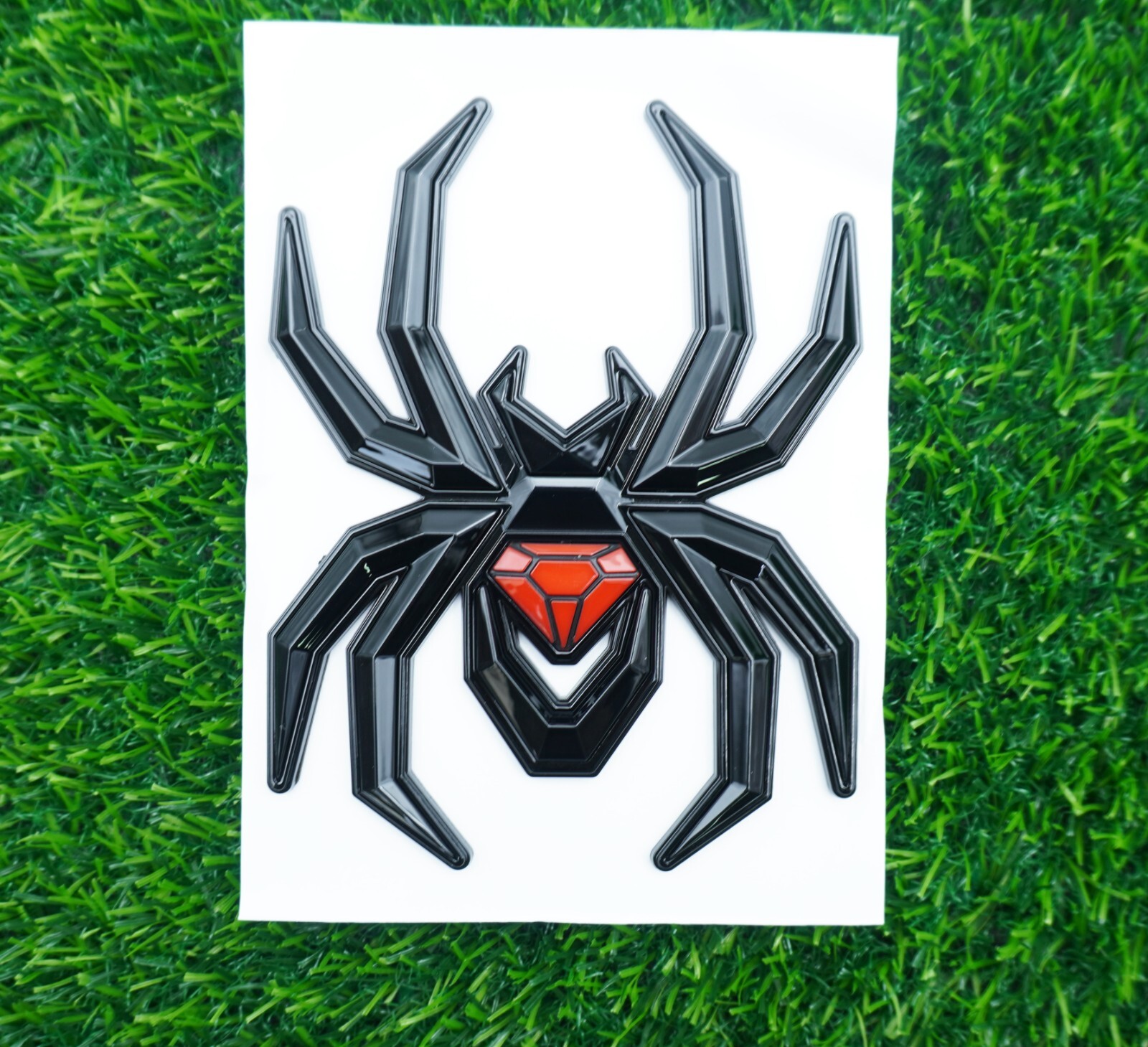 1Pc Custom Spider Logo Emblems 3D Car Badges Black Widow Edition Black Red