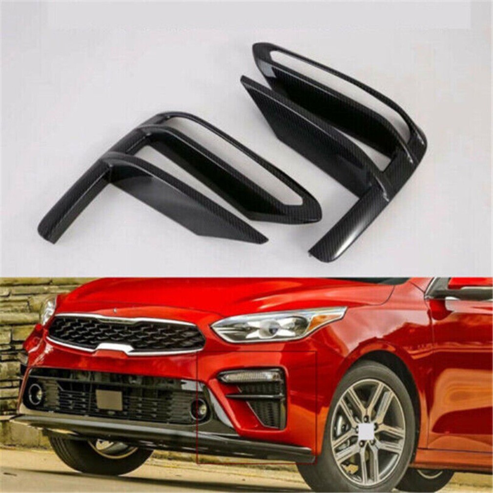 For Kia Forte Sedan 2019-21 Carbon Fiber Front Bumper Fog Light Lamp Trim Cover