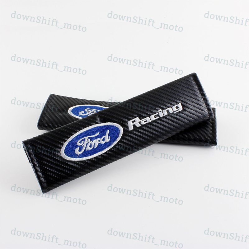 Carbon Fiber Center Armrest Cushion Pad Cover + Seat Belt Cover For Ford Racing