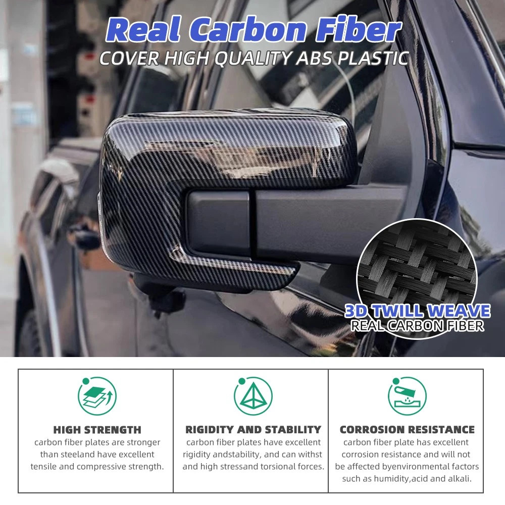 For Ford F150 F-150 2021-2026 Real Carbon Fiber Rearview Side Mirror Cover Cap